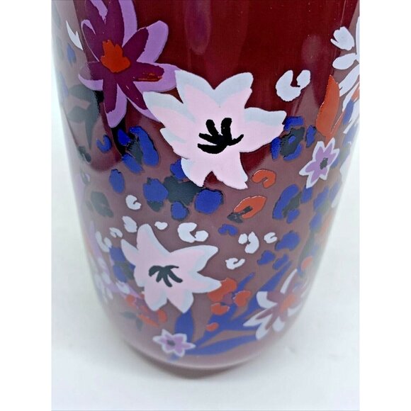 David's Tea Nordic Mug Maroon Red Flowers NOS Retired - Picture 8 of 12